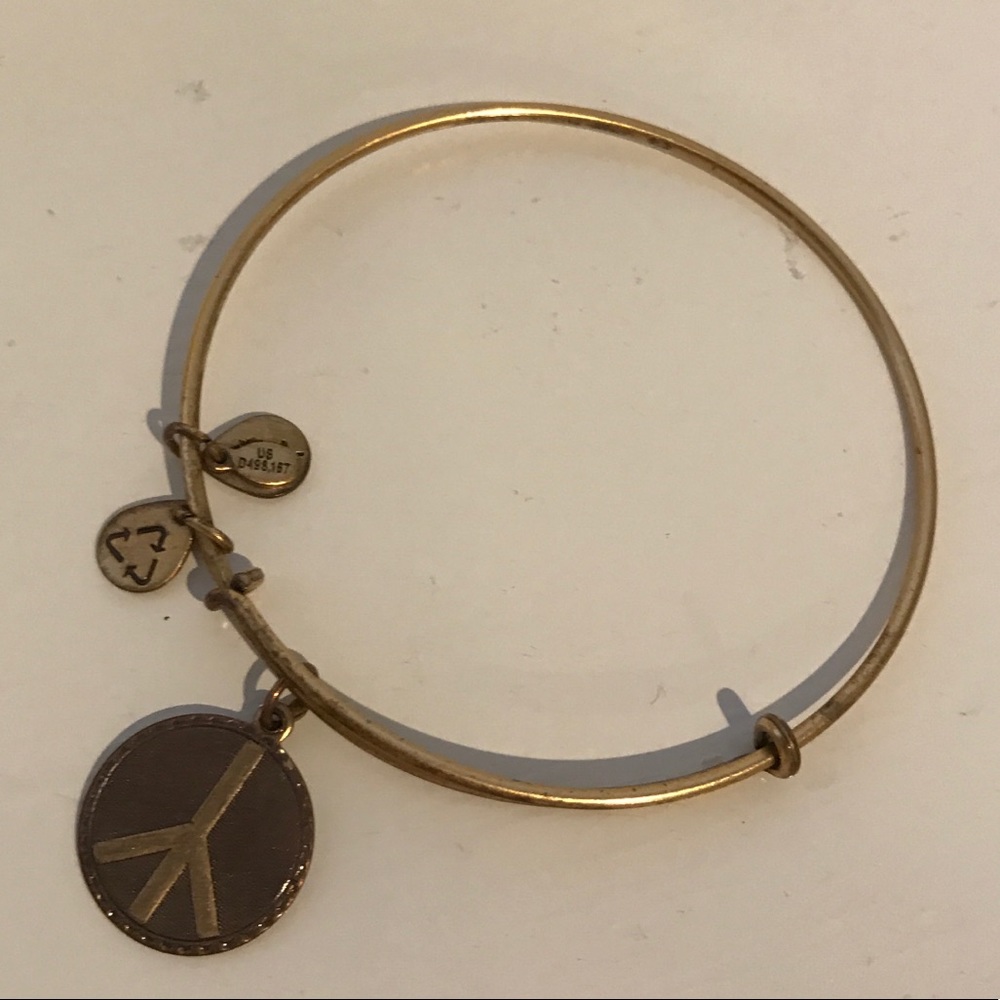 Alex and Ani gold Peace icon bracelet EUC